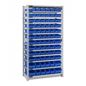 Scaffale con 13 piani e 72 contenitori RK Box Air, L1057 x P521 x H2011 mm