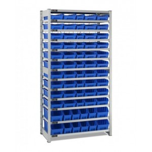 Scaffale con 13 piani e 62 contenitori RK Box Air, L1057 x P521 x H2011 mm