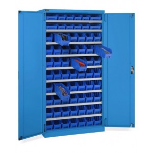 Armadio a battente con 68 contenitori RK Box Air, L1023 x P555 x H2000 mm, blu