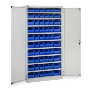 Armadio a battente con 60 contenitori RK Box Air, L1023 x P555 x H2000 mm, grigio