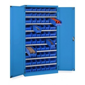 Armadio a battente con 60 contenitori RK Box Air, L1023 x P555 x H2000 mm, blu