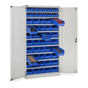 Armadio a battente con 52 contenitori RK Box Air, L1023 x P555 x H2000 mm, grigio