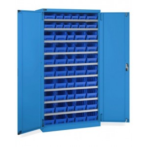 Armadio a battente con 52 contenitori RK Box Air, L1023 x P555 x H2000 mm, blu