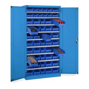 Armadio a battente con 52 contenitori RK Box Air, L1023 x P555 x H2000 mm, blu