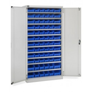 Armadio con porte a battente con 72 contenitori RK Box Air, L1023 x P555 x H2000 mm, grigio