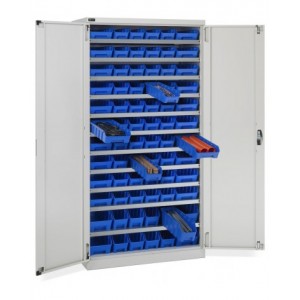 Armadio con porte a battente con 72 contenitori RK Box Air, L1023 x P555 x H2000 mm, grigio