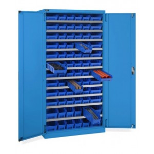 Armadio con porte a battente con 72 contenitori RK Box Air, L1023 x P555 x H2000 mm, blu