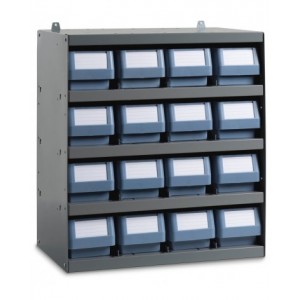 Scaffale a 5 ripiani con 16 cassette RK Box Classic, L500 x P300 x H545 mm