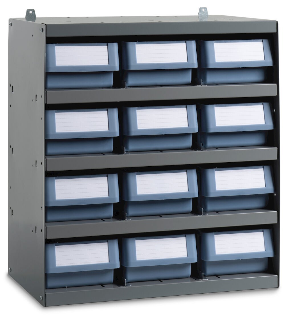 Scaffale a 5 ripiani con 12 cassette RK Box Classic, L500 x P300 x H545 mm