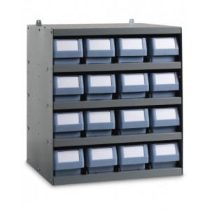 Scaffale a 5 ripiani con 16 cassette RK Box Classic, L500 x P400 x H545 mm