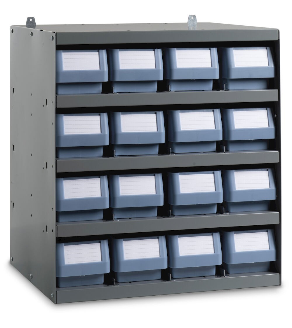 Scaffale a 5 ripiani con 16 cassette RK Box Classic, L500 x P400 x H545 mm