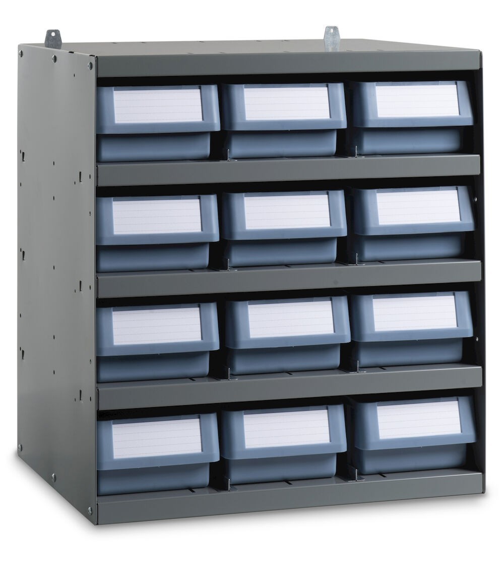 Scaffale a 5 ripiani con 12 cassette RK Box Classic, L500 x P400 x H545 mm