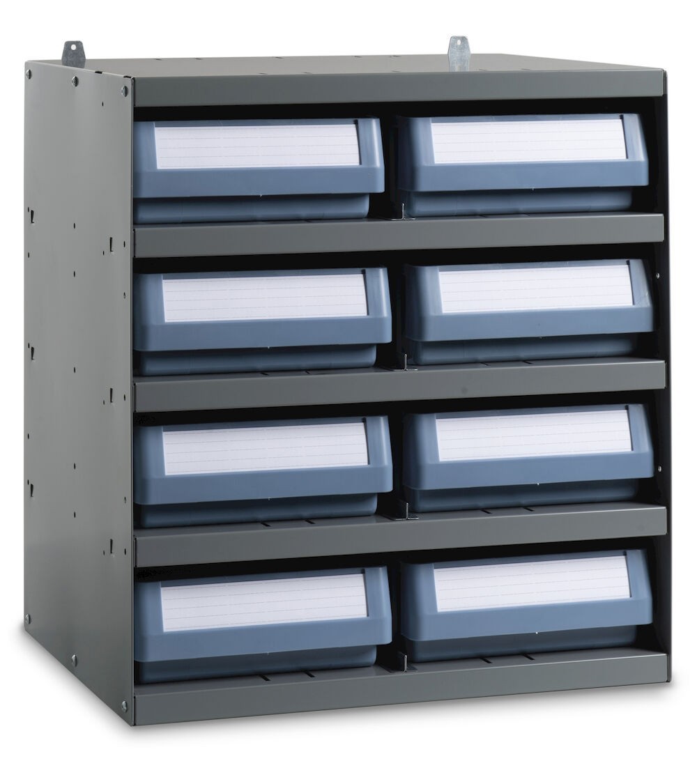 Scaffale a 5 ripiani con 8 cassette RK Box Classic, L500 x P400 x H545 mm