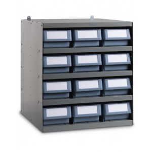 Scaffale a 5 ripiani con 12 cassette RK Box Classic, L500 x P500 x H545 mm