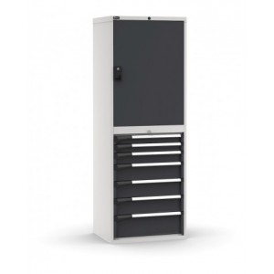 Armadio portautensili con porte a 7 cassetti, 3 piani regolabili, L714 x P573 x H2000 mm