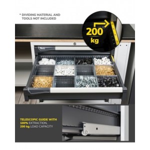 Armadio portautensili con porte a 7 cassetti, 3 piani regolabili, L714 x P573 x H2000 mm