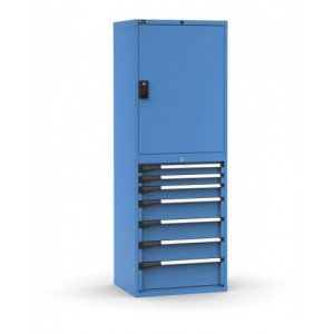 Armadio portautensili con porte a 7 cassetti, 3 piani regolabili, L714 x P573 x H2000 mm