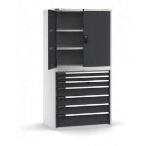 Armadio portautensili a 7 cassetti e 3 piani regolabili, L1020 x P726 x H2000 mm