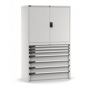 Armadio portautensili con porte, 7 cassetti e 3 piani regolabili,  L1190 x P726 x H2000 mm