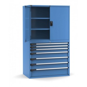 Armadio portautensili con porte, 7 cassetti e 3 piani regolabili,  L1190 x P726 x H2000 mm