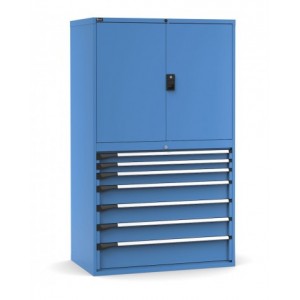 Armadio portautensili con porte, 7 cassetti e 3 piani regolabili,  L1190 x P726 x H2000 mm