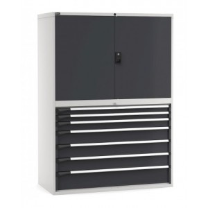 Armadio portautensili a 7 cassetti e 3 piani regolabili, L1428 x P726 x H2000 mm