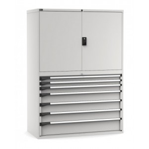 Armadio portautensili a 7 cassetti e 3 piani regolabili, L1428 x P726 x H2000 mm