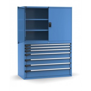 Armadio portautensili a 7 cassetti e 3 piani regolabili, L1428 x P726 x H2000 mm
