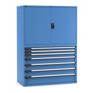 Armadio portautensili a 7 cassetti e 3 piani regolabili, L1428 x P726 x H2000 mm