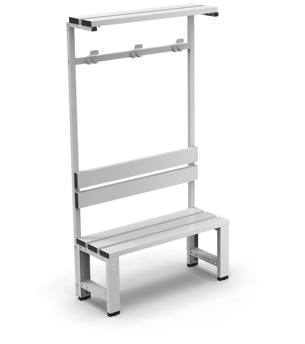 Panchina singola a 3 doghe con schienale, L1000 x P406 x H1900 mm