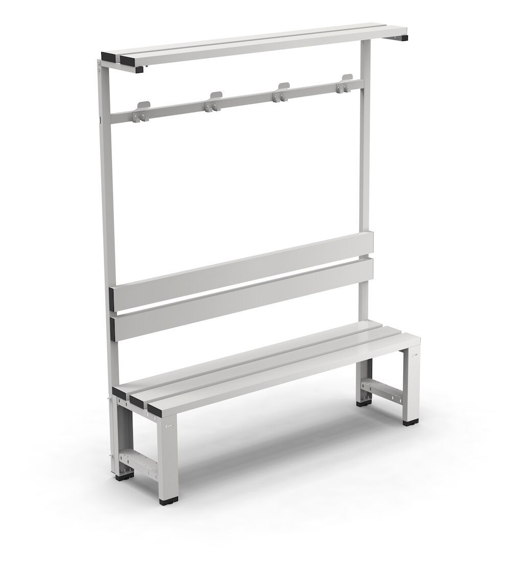 Panchina singola a 3 doghe con schienale, L1500 x P406 x H1900 mm