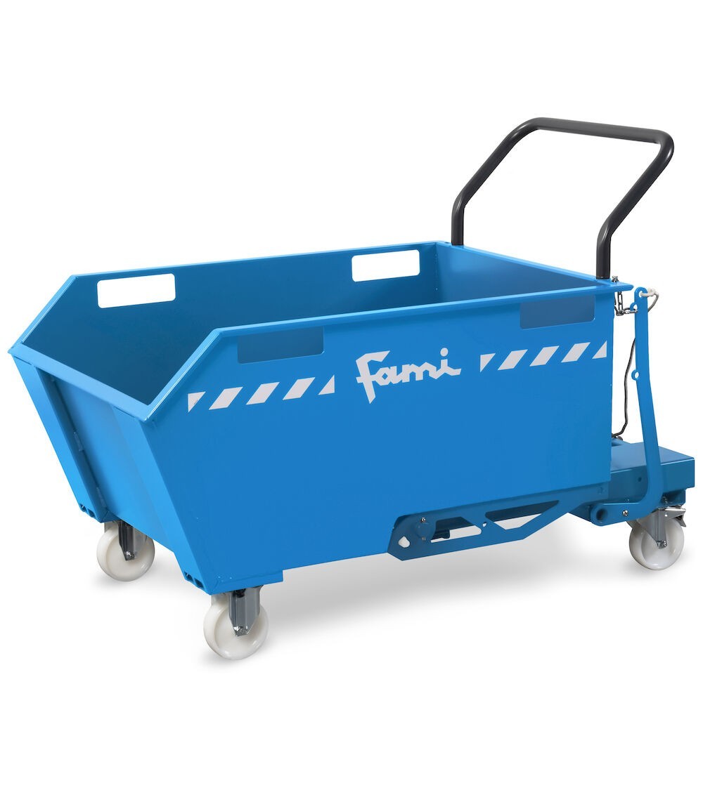 Benna ribaltabile portarottami con ruote, capacità 300 Lt