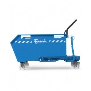 Benna ribaltabile portarottami con ruote, capacità 300 Lt