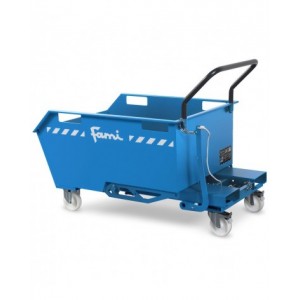 Benna ribaltabile portarottami con ruote, capacità 300 Lt