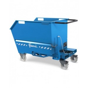 Benna ribaltabile portarottami con ruote, capacità 500 Lt