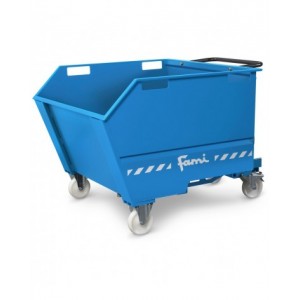 Benna ribaltabile portarottami con ruote, capacità 750 Lt