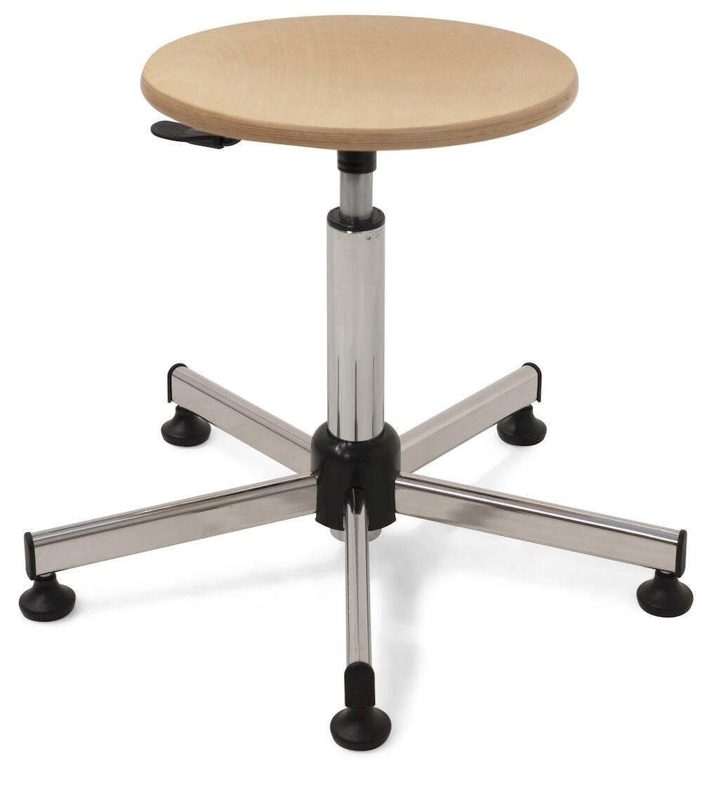 Sgabello da lavoro in legno regolabile in altezza