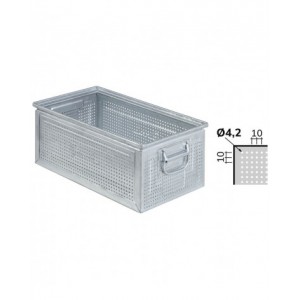 Cassetta metallica forata con maniglie, mis. 272-4, ⌀ foro 4,2 mm, L480 x P315 x H200 mm
