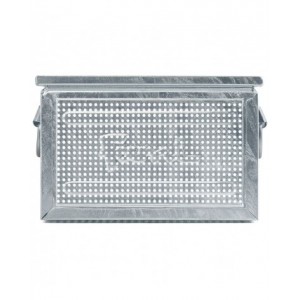 Cassetta metallica forata con maniglie, mis. 272-3, ⌀ foro 4,2 mm,  L325 x P210 x H200 mm