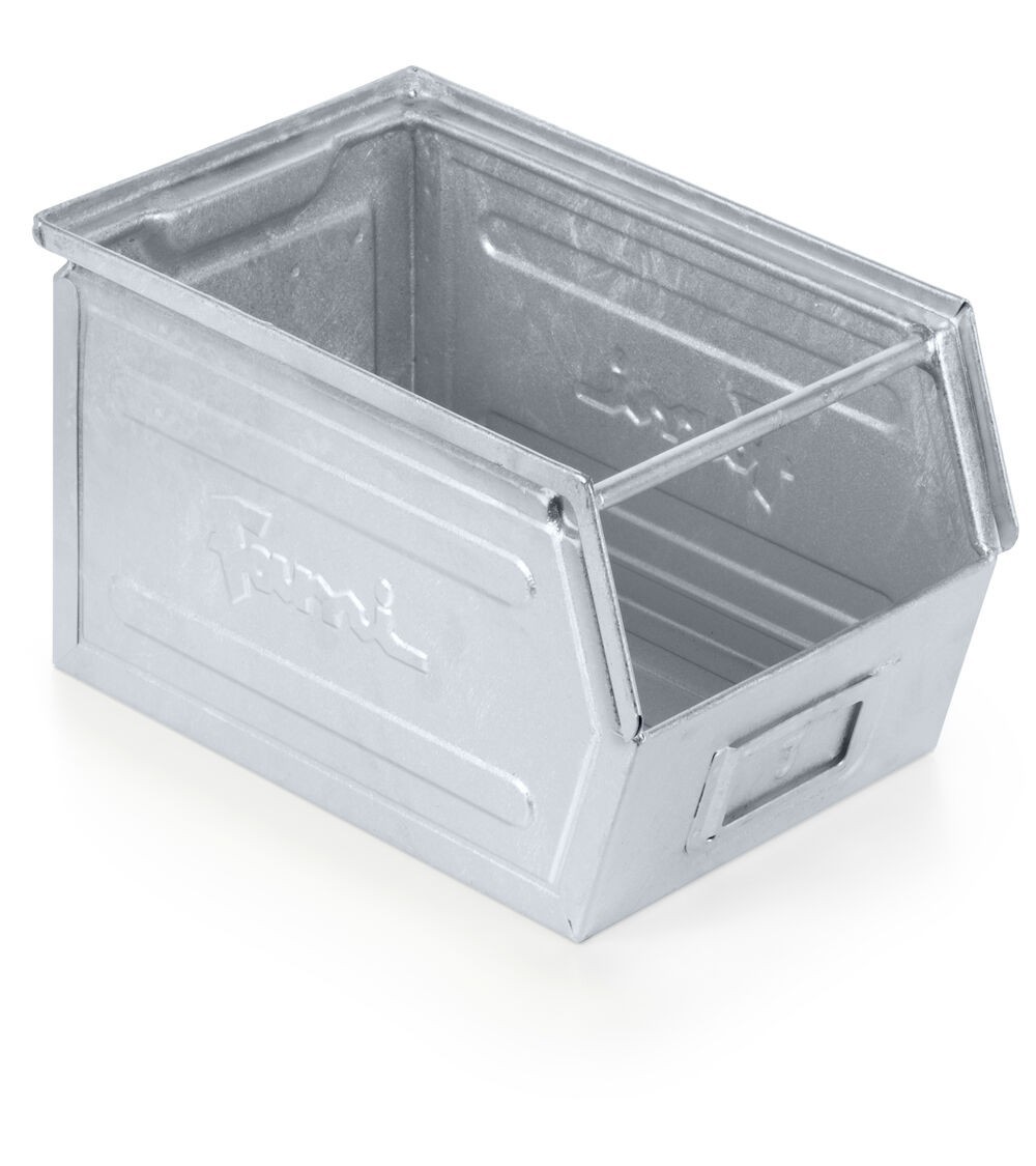 Contenitore a bocca di lupo zincato con traversino, mis.3, L210 x P350 x H200 mm