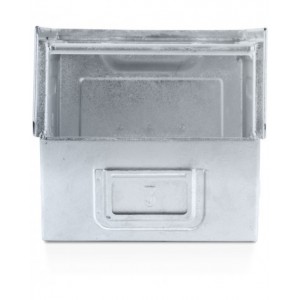 Contenitore a bocca di lupo zincato con traversino, mis.3, L210 x P350 x H200 mm