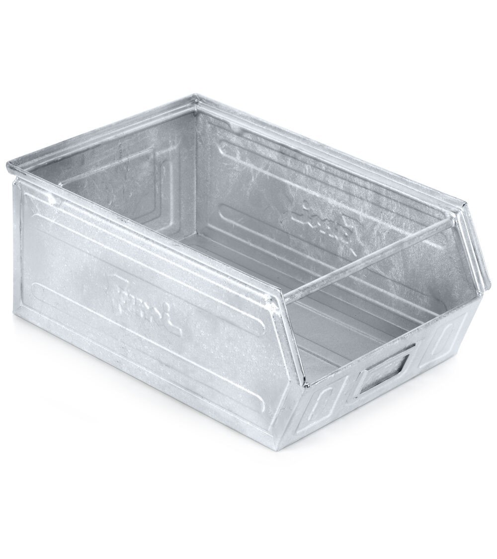 Contenitore a bocca di lupo zincato con traversino, mis.4, L310 x P510 x H200 mm