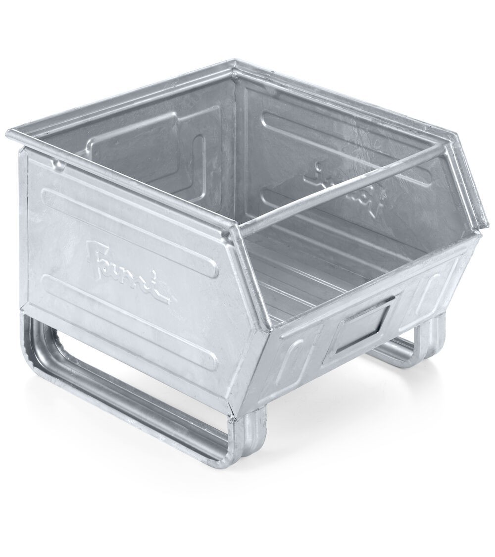 Cassetta zincata a bocca di lupo con slitte e traversino, mis. 5P4, L480 x P540 x H385 mm