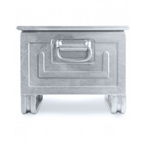 Cassetta zincata a bocca di lupo con slitte e traversino, mis. 5P4, L480 x P540 x H385 mm