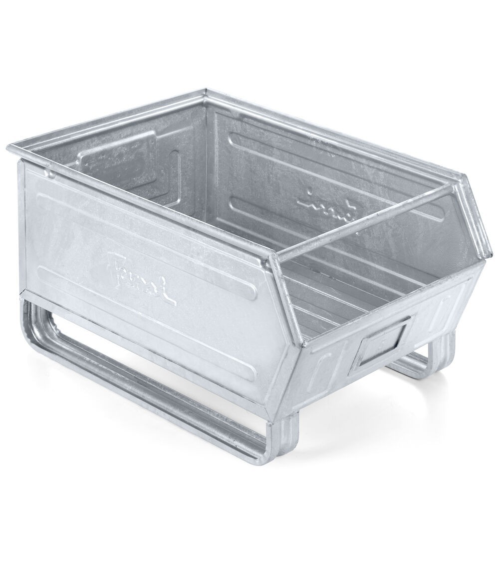 Cassetta zincata a bocca di lupo con slitte e traversino, mis. 5, L480 x P725 x H385 mm