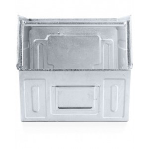 Cassetta zincata a bocca di lupo con doppio traversino, mis. 4A5, L310 x P525 x H315 mm