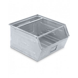 Cassetta zincata a bocca di lupo con doppio traversino, mis. 5P4, L480 x P540 x H300 mm