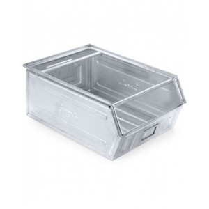 Cassetta zincata a bocca di lupo con doppio traversino, mis. 5, L480 x P725 x H295 mm