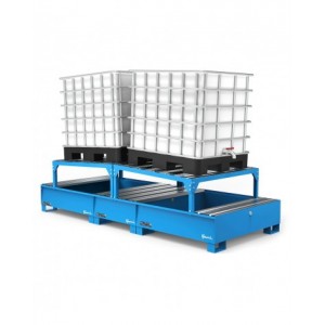 Vasca di raccolta capacità 1100 Lt con telaio e porta fusti, blu