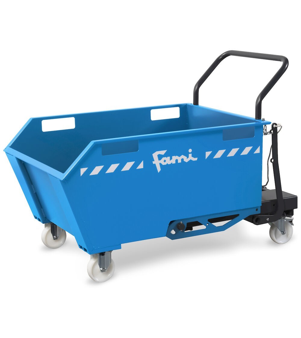 Benna ribaltabile portarottami con ruote, capacità 300 Lt